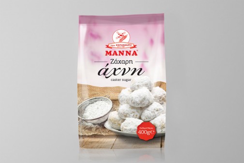 Σχεδιασμός συσκευασίας άχνης ζάχαρης ΜΑΝΝΑ